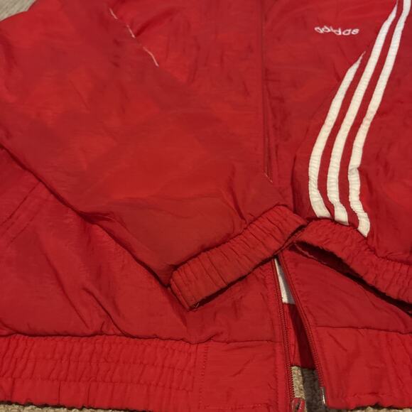 90s 80s Vintage Mens L ADIDAS ORIGINALS Nylon Red Running Track Jacket - Picture 6 of 16